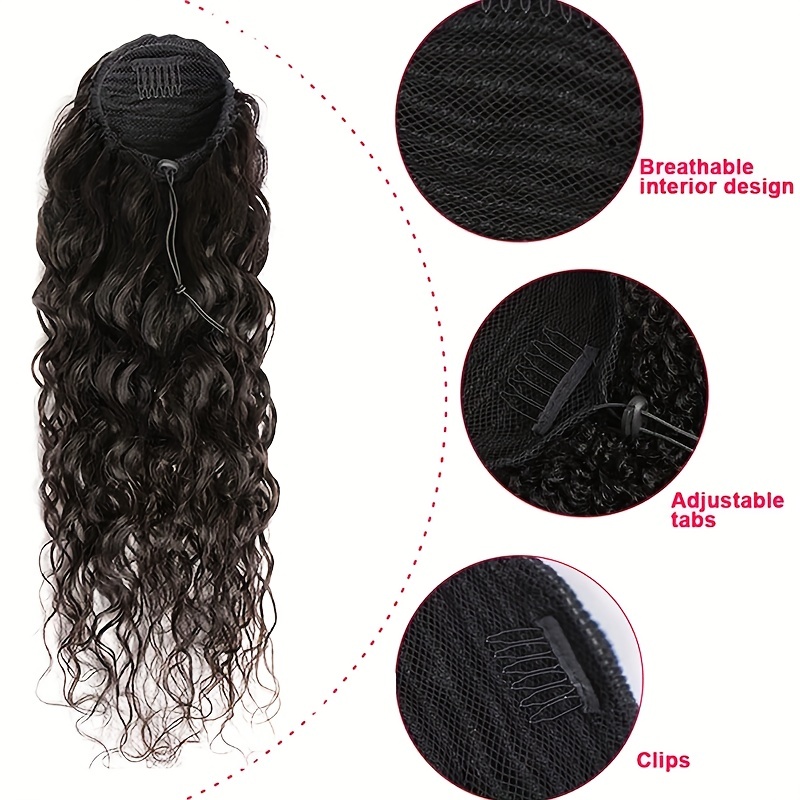 Clip in Human Hair Extensions for Black Women Water Wave Wet Wavy