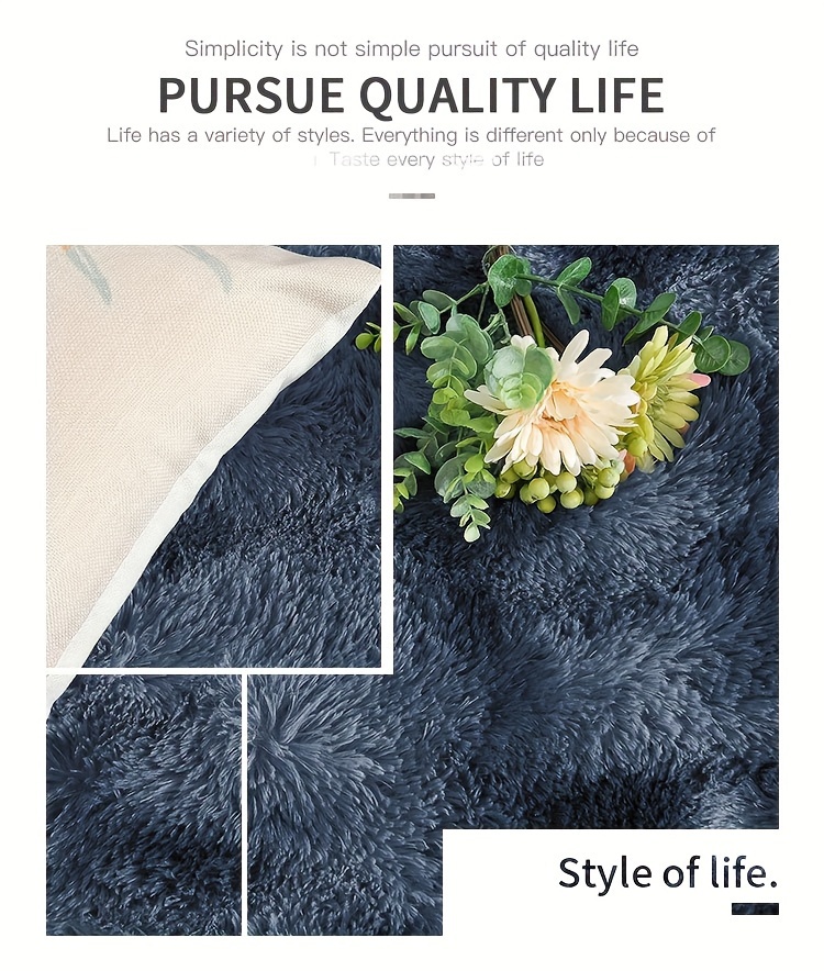 1pc luxury shag area rug modern rectangle plush fuzzy rugs machine washable non shedding non slip shaggy furry carpets for living room bedroom home decor room decor details 3