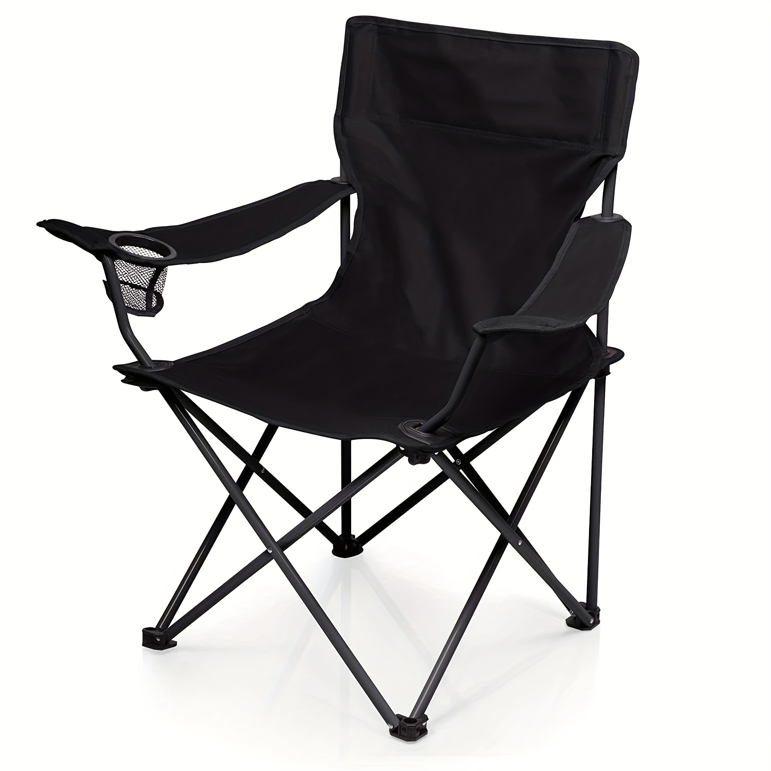 Heavy-Duty Portable Camping Chair: Lightweight, Pocket & Bottle Holder,  Perfect For Hiking & Beach!