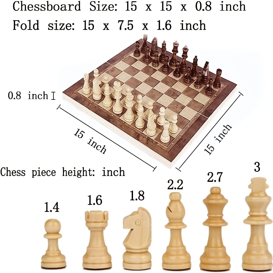 Complete Chess Board Set  15 Inch Folding Board with Chess Pieces