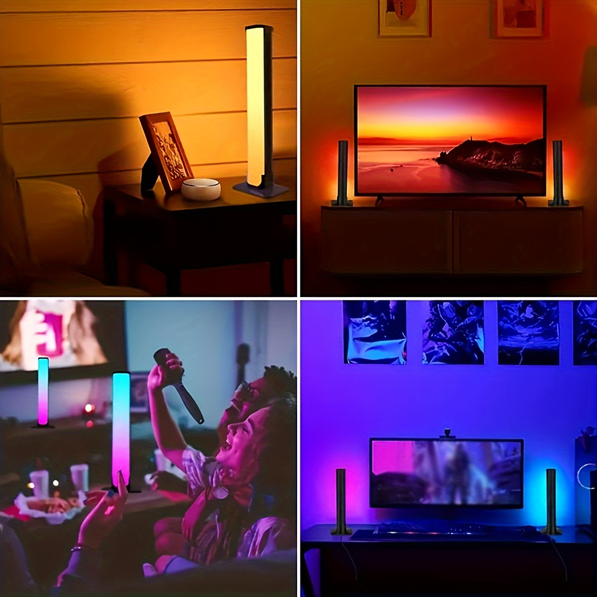 Smart LED Lampe RGB,Barre LED avec Effets D'éclairage Multiples et Modes  Musicaux,pour Déco Gaming Lampe,Lumières D'ambiance,PC,TV,Chambre,Bureau  Décoration Accessoires(Couleur) : : Luminaires et Éclairage