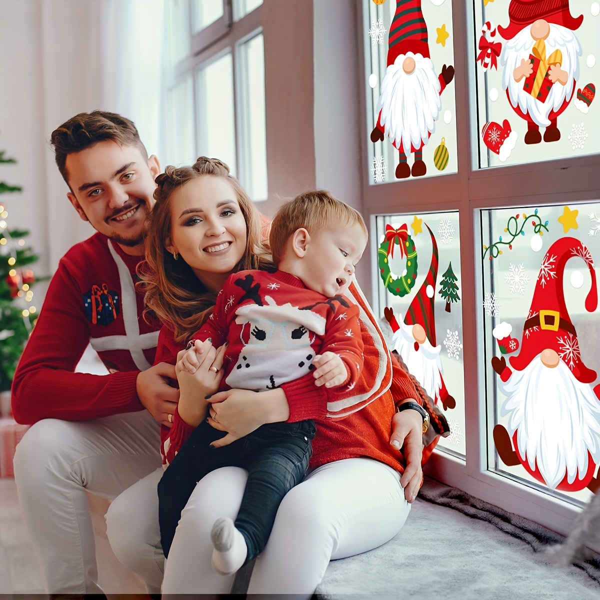 1pc Adesivi Per Finestre Con Gnomo Di Natale Rosso - Temu Switzerland