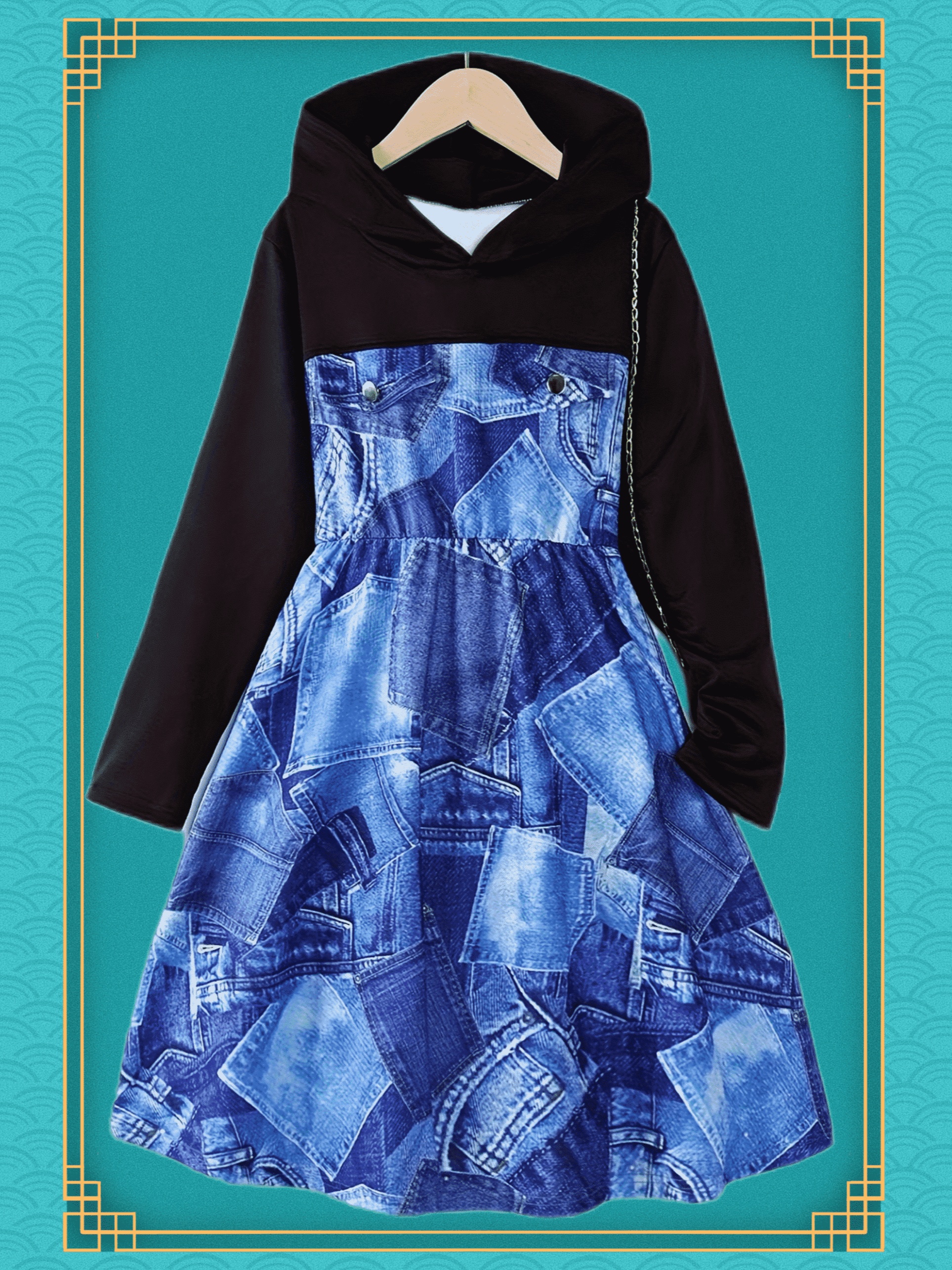 Faux Denim Dress - Temu