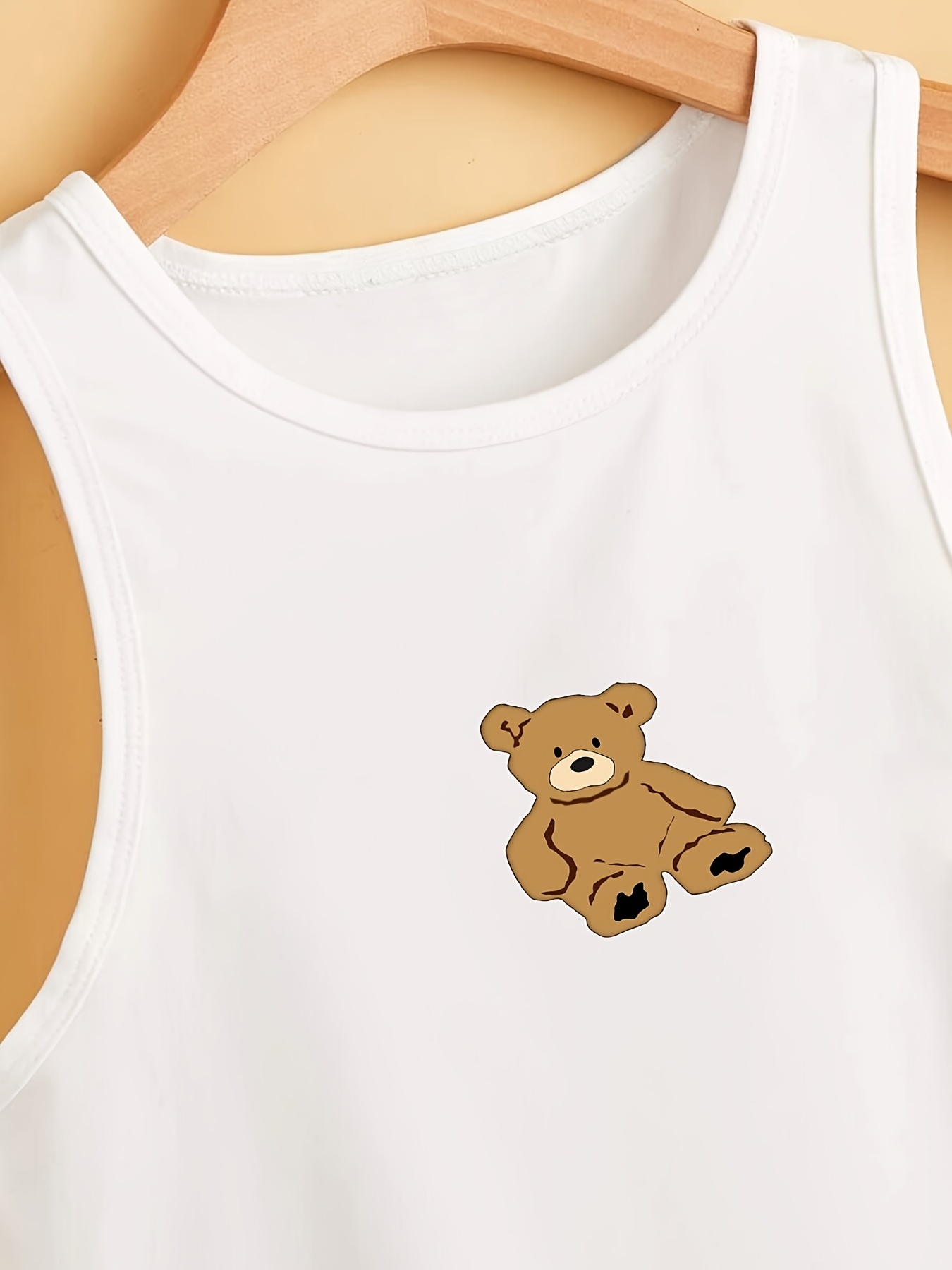  Women's T-Shirt Teddy Bear and Letter Graphic Drop