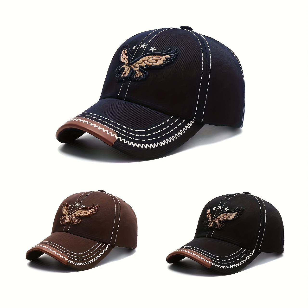 

1pc Unisex Sunshade Breathable Adjustable Baseball Cap With Eagle Embroidery For Outdoor Sport, Ideal Choice For Gifts