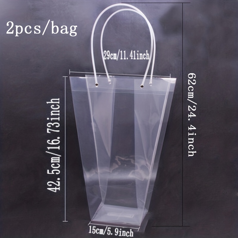 2pcs/set Transparent Pvc Handbag & Bouquet Bags For Flower Decoration,  Waterproof