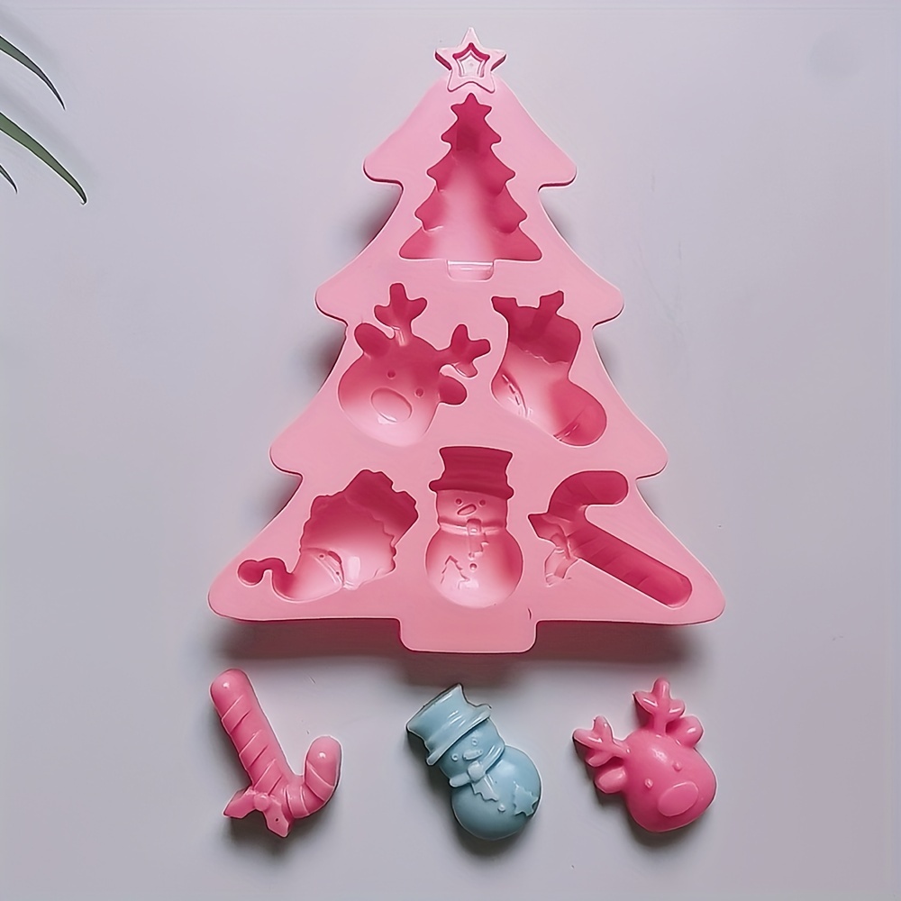 1PC Christmas Silicone Molds Chocolate Molds Candy Molds Baking Molds Large  for Baking Sweet Treat,Cake Xmas Gift Handmade Soap Candles with Shape of  ChristmasTree,Santa Head Party Decor