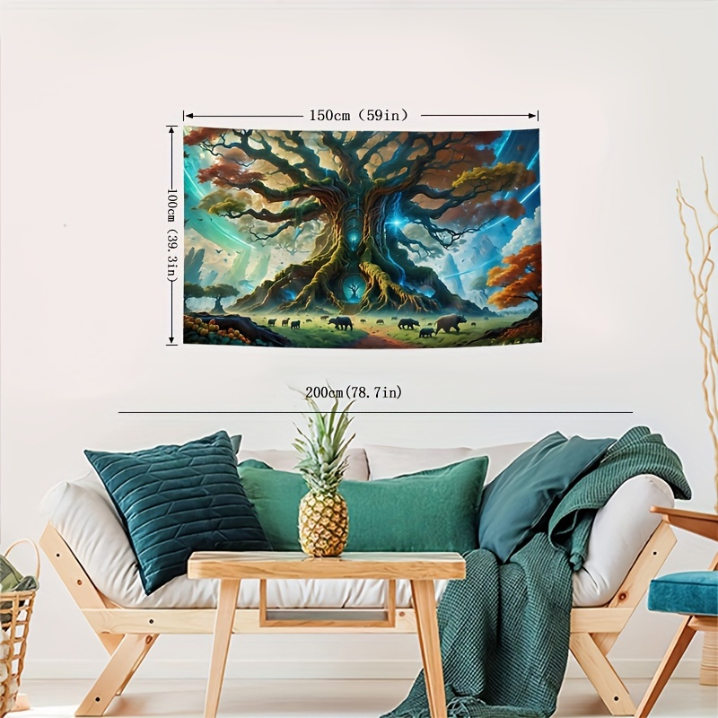 Tree Mountain Tapestry Polyester Tapestry Wall Hanging - Temu Canada