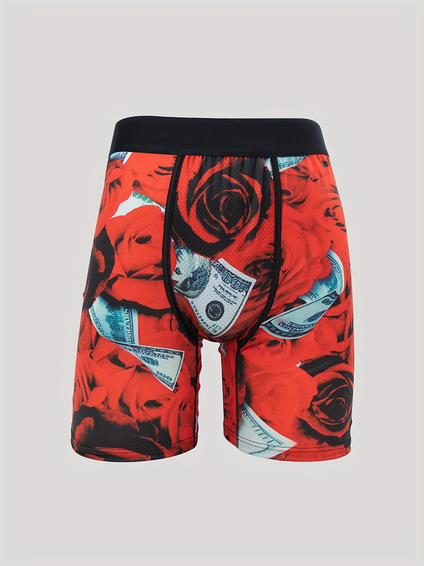 Men's Dollar Print Ice Silk Cool Long Boxers Briefs Shorts - Temu