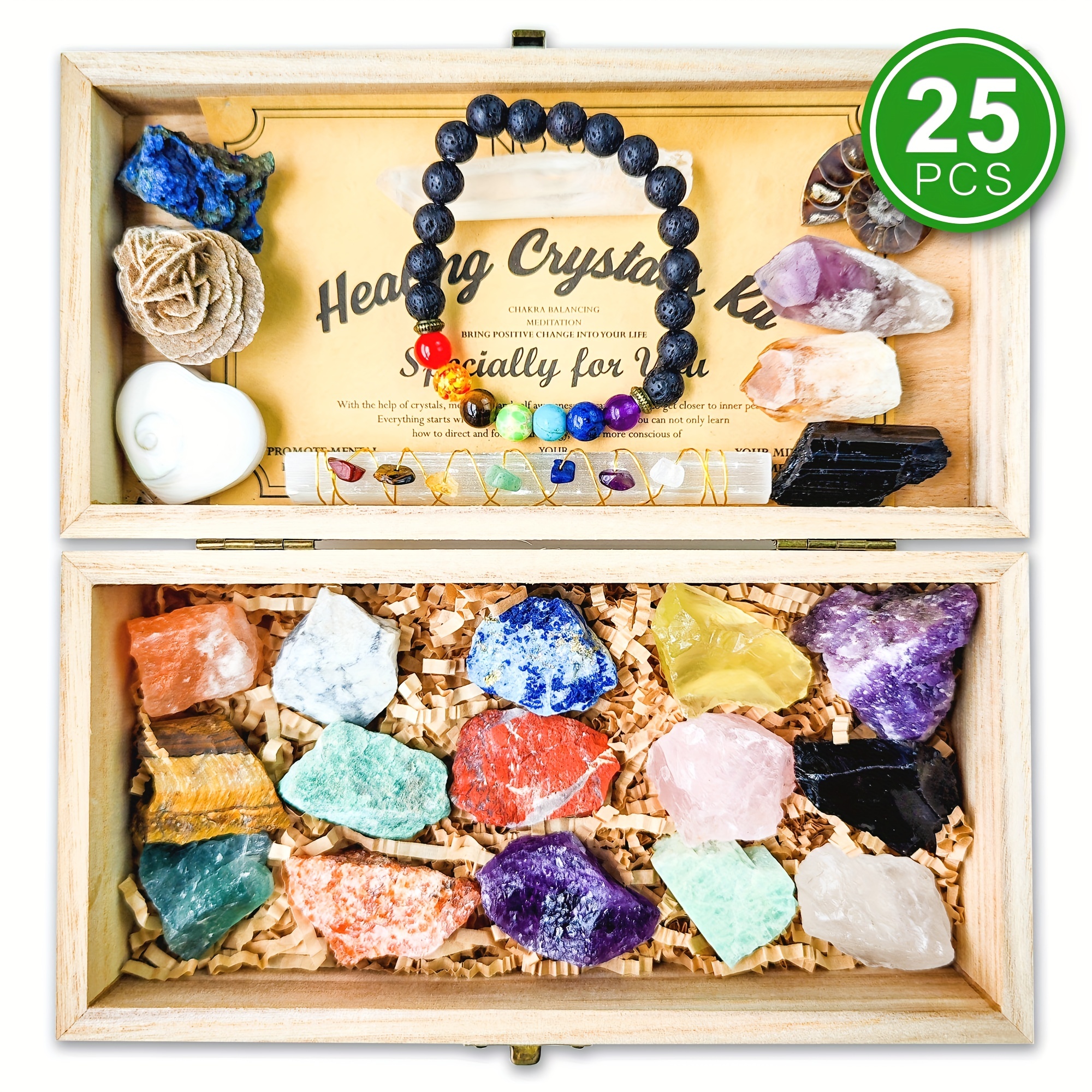 Natural Large Size Crystals And Gemstone Collection Box, Chakra