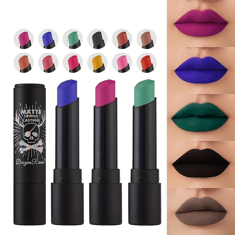 

Punk Cool Matte Lipstick - Dark Purple, Chocolate, And Black Tones - Perfect For Halloween And Costume Makeup For Mother's Day Gifts