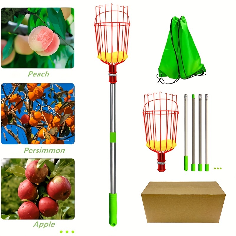 Recolector de frutas telescópico de Metal, recolector de frutas para  huerto, jardinería, manzana, melocotón, herramientas de