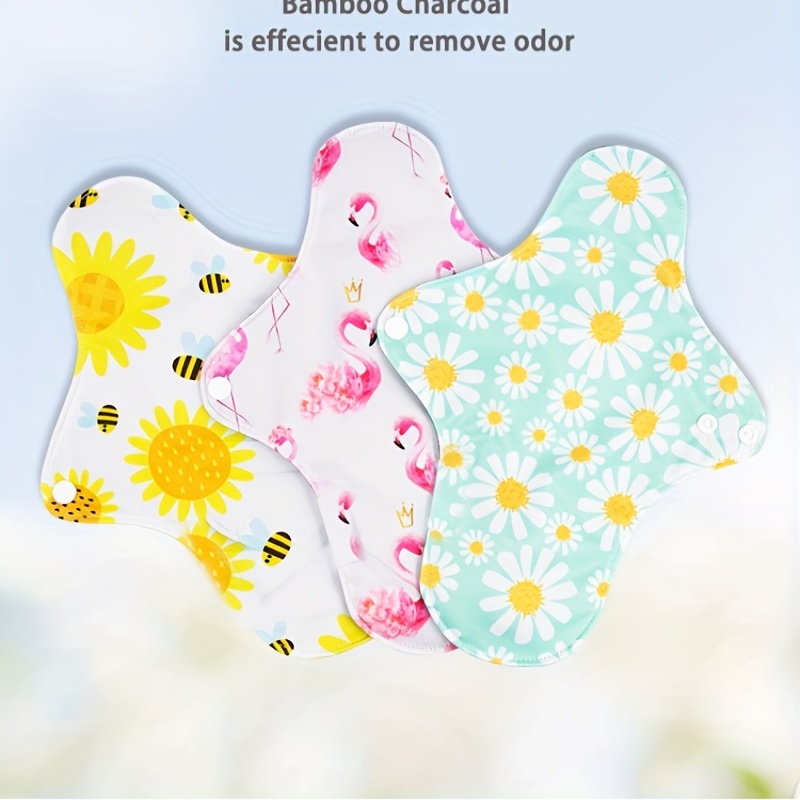 Four Packs Washable Bamboo Charcoal Sanitary Napkins
