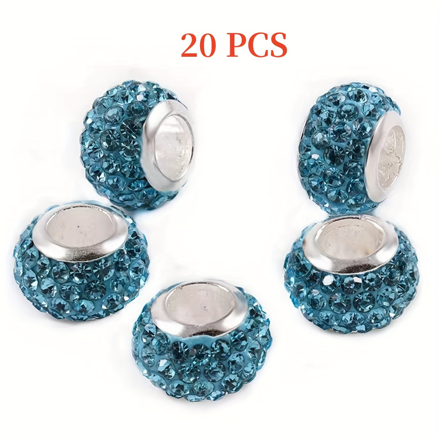 80 Pieces Large Hole Rhinestone Beads 10 mm Crystal Pave Spacer Beads  Silver Gold Large Hole Beads Rhinestone Pave European Beads Rondelle Beads  for