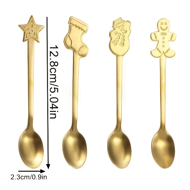 Christmas Spoon Gift Set Stainless Steel Pendant Coffee Spoon Gold Small  Spoon Gift for Christmas in 2023