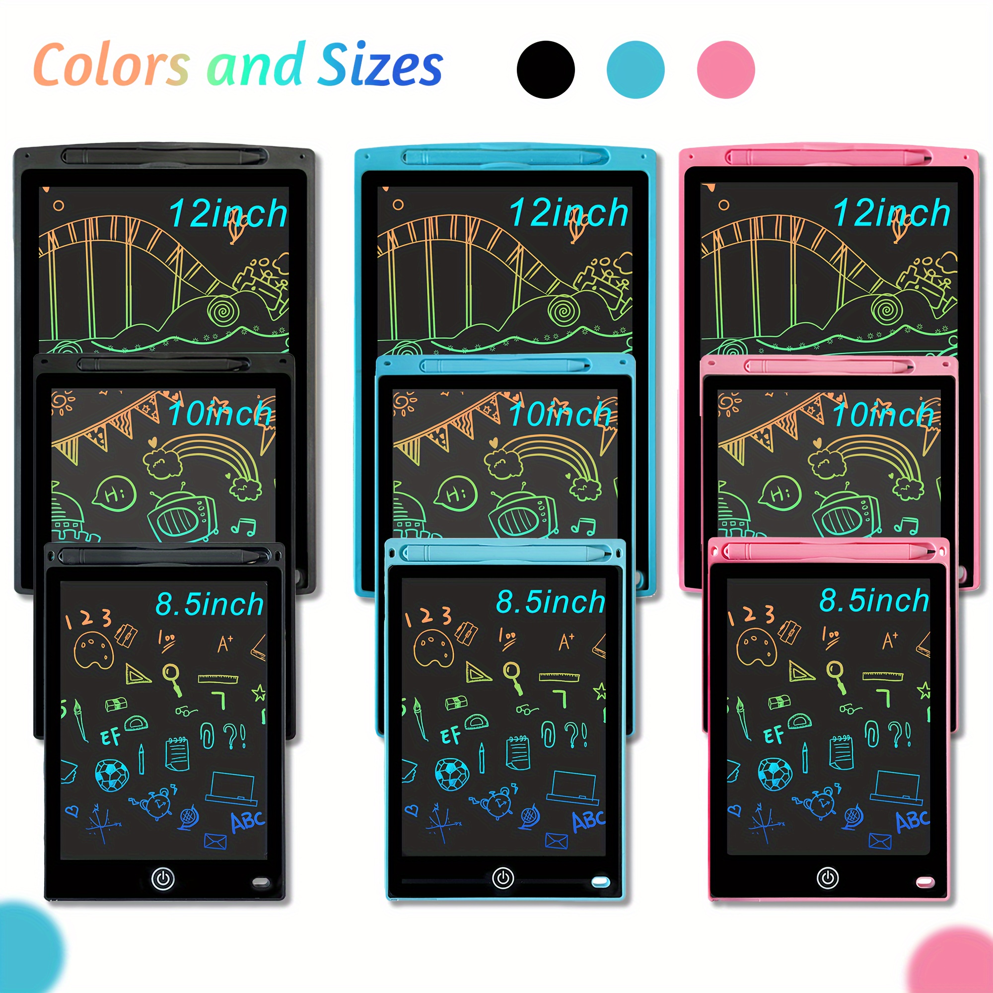 3 Pcs LCD Writing Tablet for Kids 8.5 Inch Colorful Doodle Drawing Tablet  LCD Screen Kids Doodle Pad Portable Electronic Drawing Board for Kid