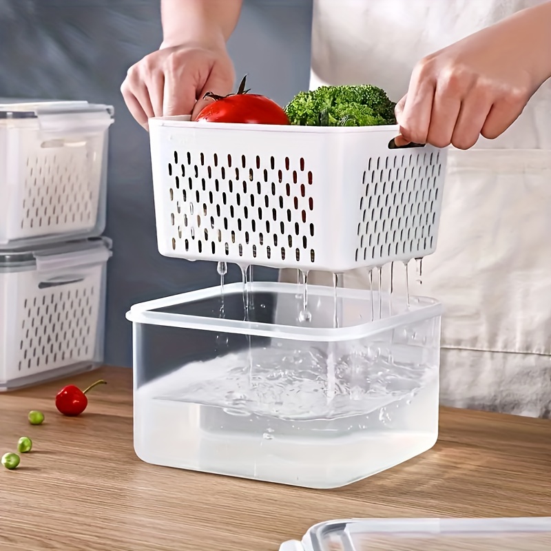 Freezer Storage Box Food Storage Container Refrigerator Plastic Storage Box  For Storing Kitchen Vegetables, Fish And Fruits