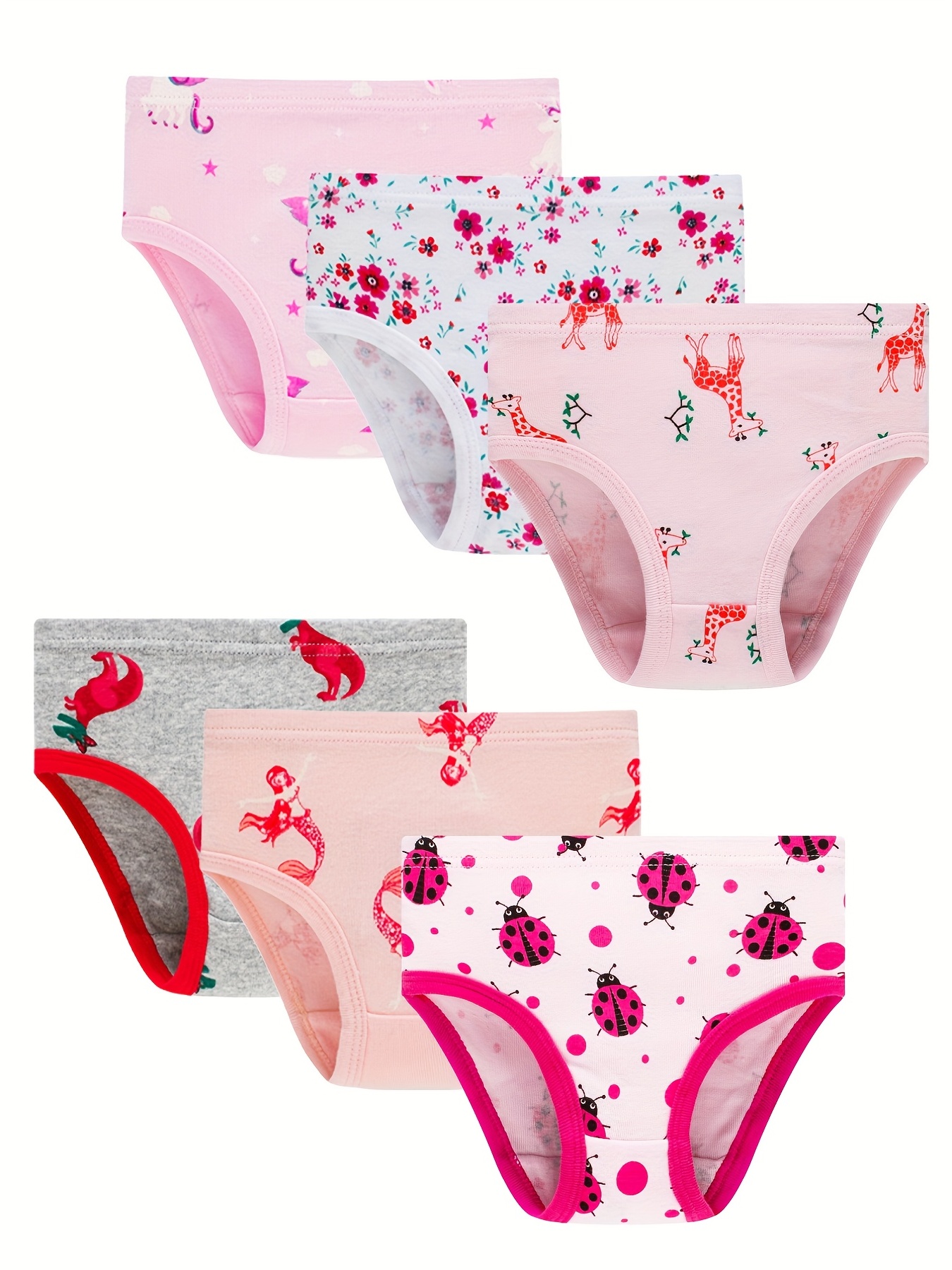 SMY 4PCS 2-12Yrs Cotton Girls Underwear Printed Baby Underpants