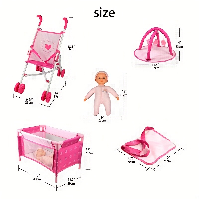 Baby Doll Diaper Bag Set, Doll Feeding Set with Baby Doll Accessories