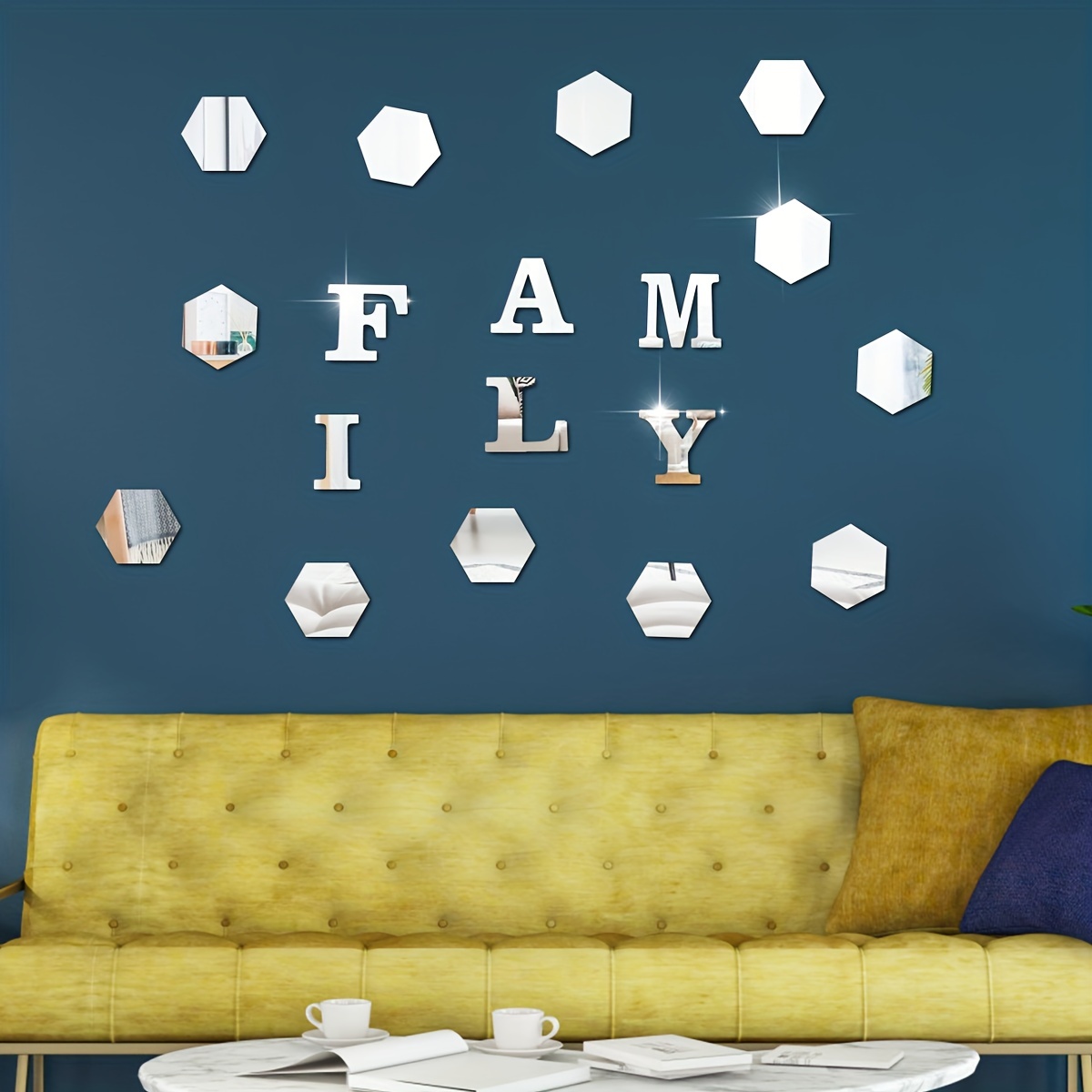 Hexagonal Acrylic Mirror Wall Stickers Diy Acrylic Self - Temu