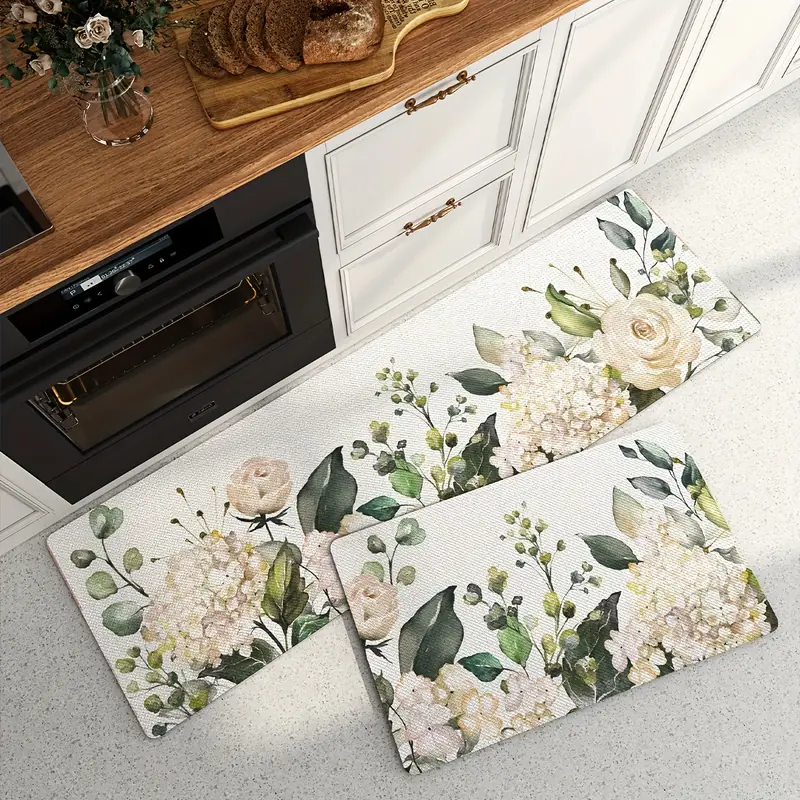 Floral Kitchen Mat Kitchen Rug, Cushioned Anti Fatigue Comfort Mat
