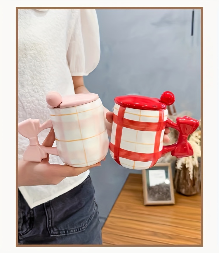 Cute Bow Ceramic Mug with Spoon and Lid freeshipping - TheQuirkyQuest