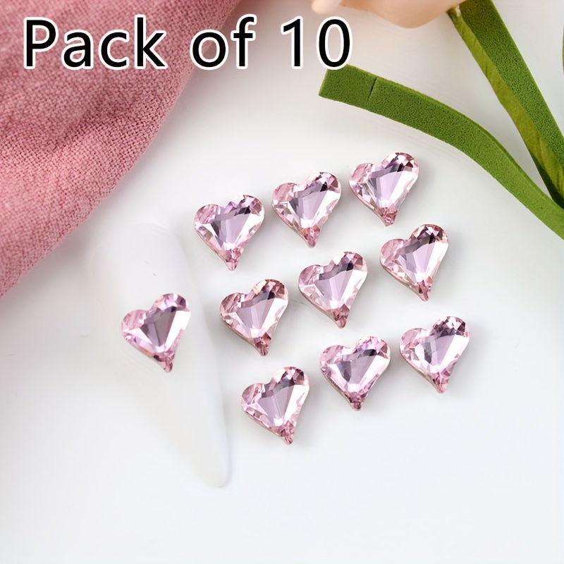 10PCS/Pack Pointed Bottom Nail Rhinestones Heart Purple Crystal