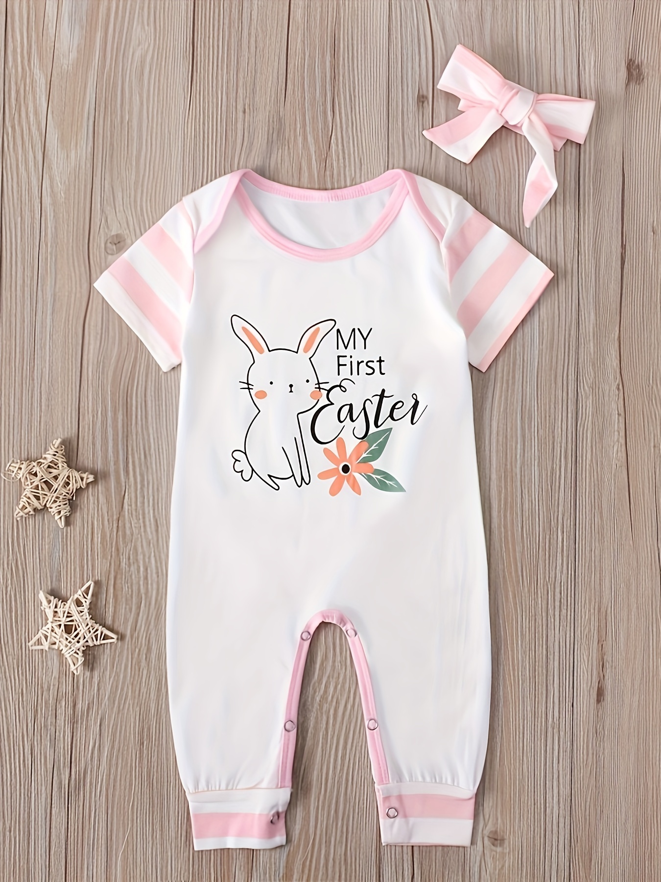 Baby Boys Cute Easter Rabbit Graphic Print Short Sleeve - Temu Canada