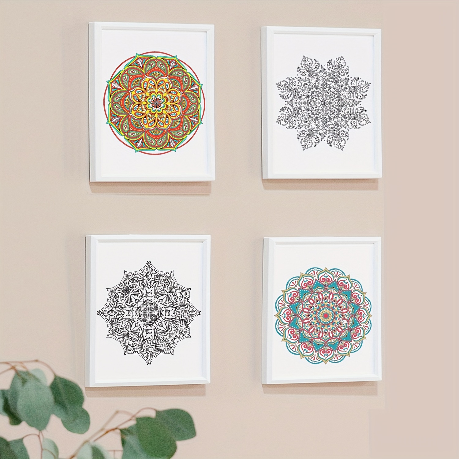 2 Pcs Libro Colorear Mandala Adultos, 40 Patrones Originales