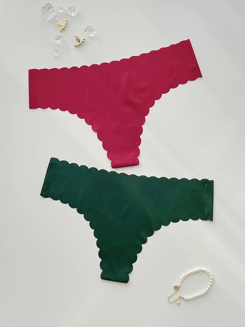 Scallop Trim Thong Panties Sexy Skin friendly Elastic - Temu Australia