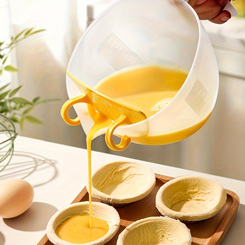 Egg Liquid Measuring Bowl Filter Measuring Cups, Liquid Measuring Cups, Egg  Filter, Large Capacity Transparent Stirring Egg Strainer Bowl With  Ergonomic Handle, Kitchen Supplies - Temu