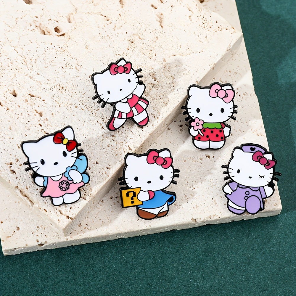 Hello Kitty Brooch For Girls Cute Kt Cat Enamel Pins - Temu