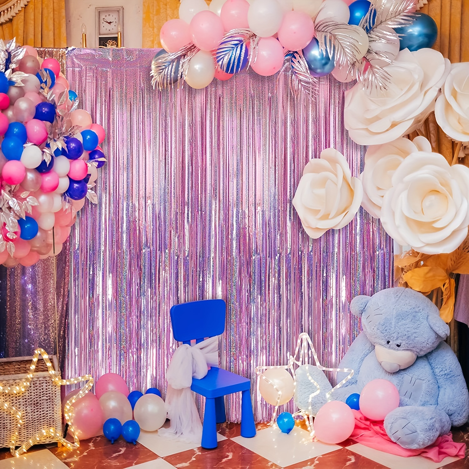 Pink Backdrop for Pink Party Decorations - Pink Foil Fringe Curtain | Pink  Fringe Backdrop for Pink Streamers Party Decorations, Pink Graduation