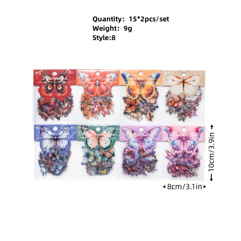 Multi colored Butterfly Material Paper Stickers Vintage - Temu