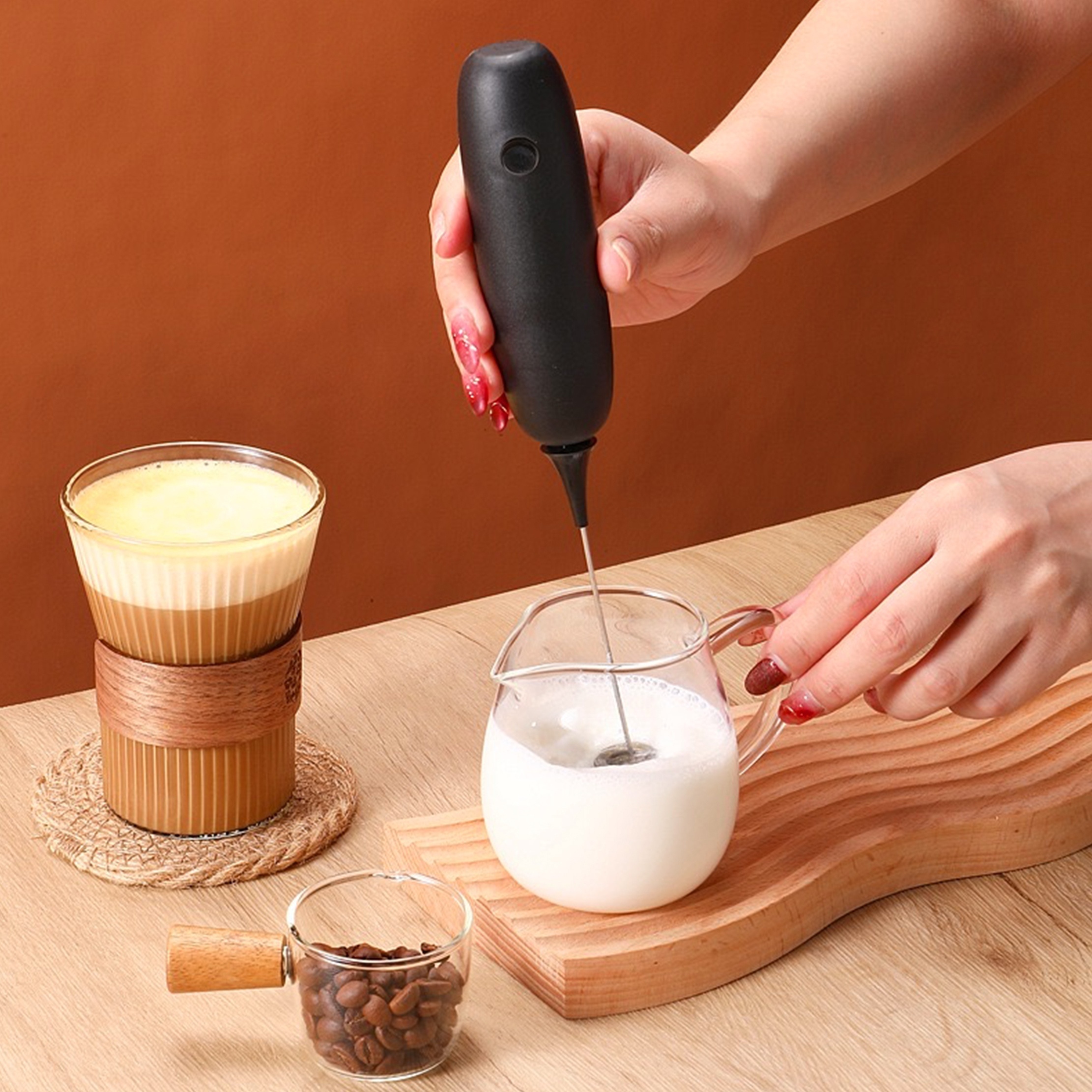 1pc Portable Handheld Electric Cream Mixer/ Egg Beater, Battery Powered,  Stainless Steel, Mini Whisk For Kitchen, Baking, Coffee, Eggs, Milk Tea,  Cappuccino, Latte, Matcha, Hot Chocolate (battery Not Included)