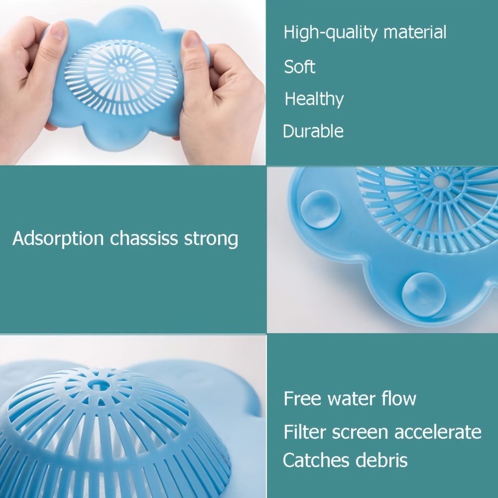 Silicone Drain Cover - Drain Covers for Shower to Catch Hair,Hair Stopper for Bathroom Accessories, Silicone Hair Catchers with Suction Cup for