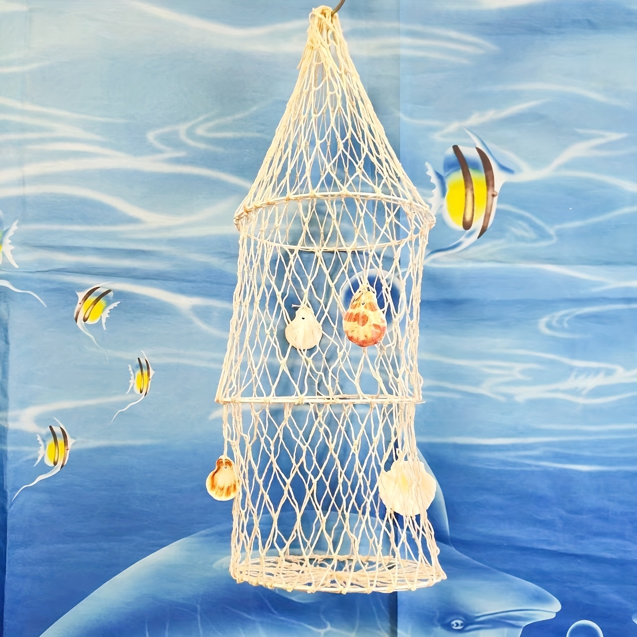 Decorative Fishing Net 80x40 Inch,YuanDe 2 Pack Beige & Aqua Picture Fish  Net, Wall Photo Hanging Fishnet for Nautical Mermaid Pirate Ocean Theme