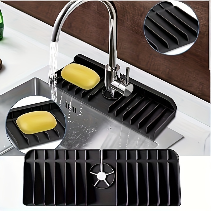 Cheap 3Pcs Draining Mat Multifunctional Quick Drying Kitchen Sink Organizer  Tray Silicone Sponge Soap Dispenser Caddy Bathroom Counter Supplies