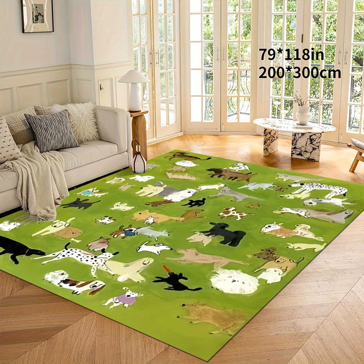

1pc Grass Dog Pattern Living Room Carpet, Non-slip Cushioning And Fatigue Resistance, Machine Washable, Suitable For Living Room Bathroom Kitchen Bedroom, Entrance Carpet, Floor Decoration