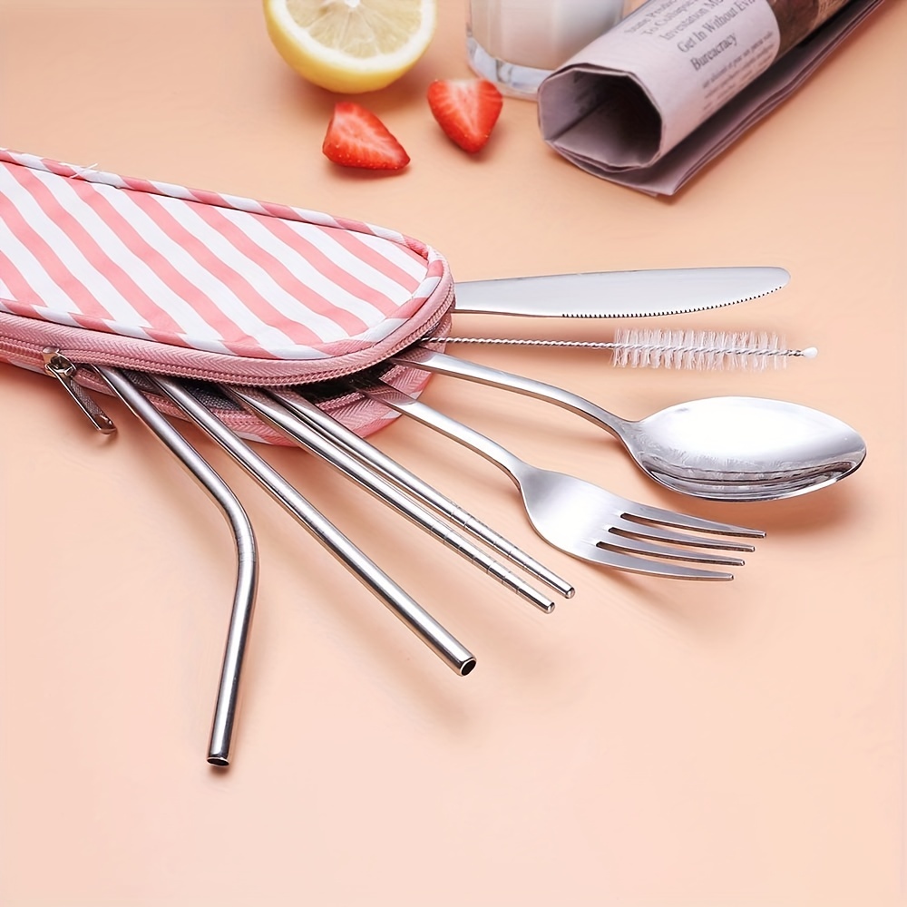 Stainless Steel Dinnerware Set Portable Travel Camping Utensil