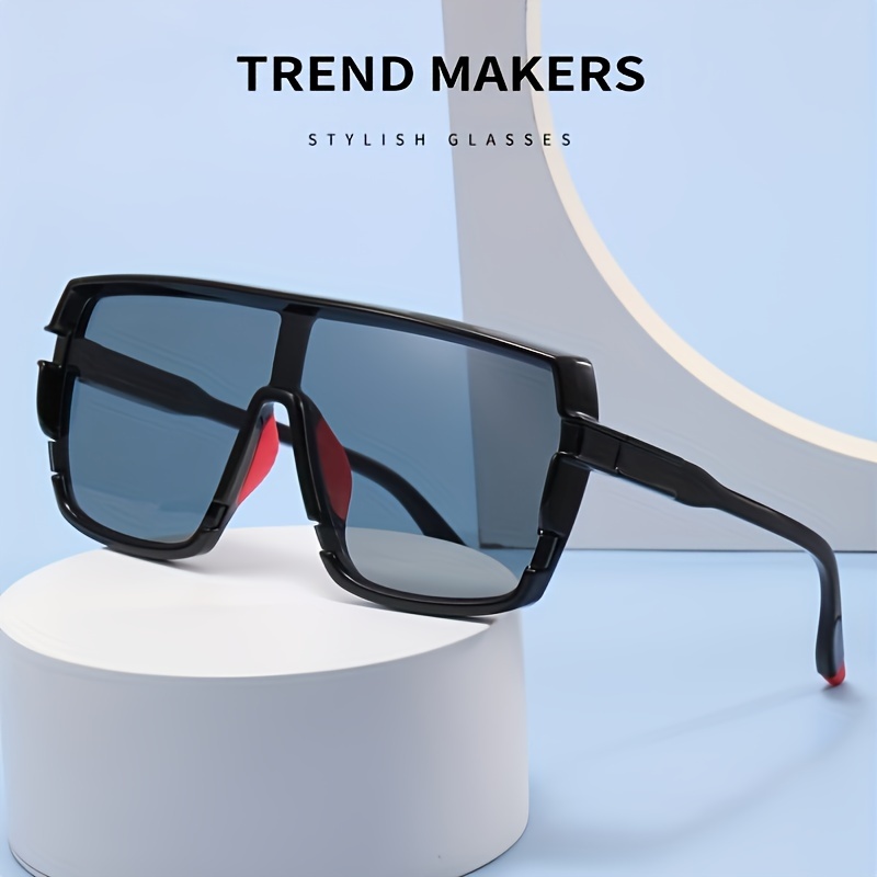 Men's Oval Large Frame Sunglasses Trendy Uv Protection - Temu