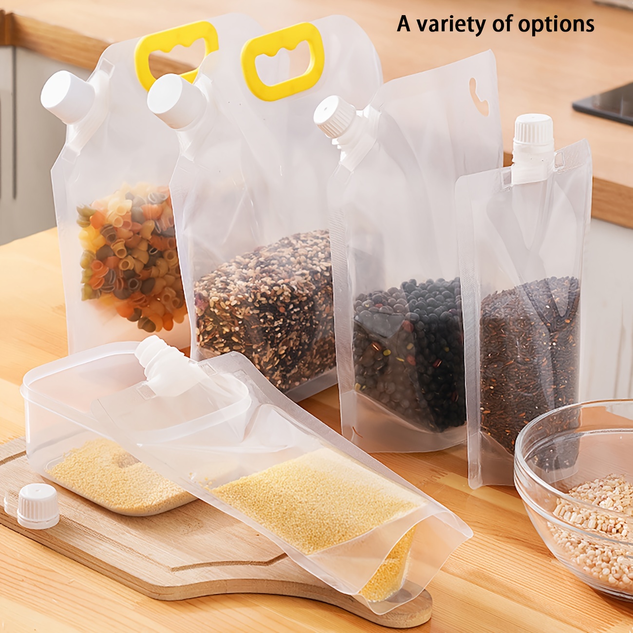 Reusable Storage Bags With Handle And Pour Spout, Sub-packaging Bag,  Fresh-keeping Bag, Anti-odor Leak Proof Freezer Bag For Liquid Lunch, Cured  Meat, Fruits And Vegetables, Grains, Home Kitchen Supplies - Temu