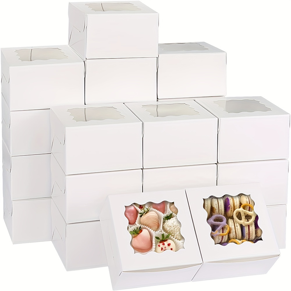 Cajas de postre con ventana de 100 unidades y 4 x 4 x 2.5 pulgadas, cajas  pequeñas de golosinas, mini cajas para pasteles, pequeñas cajas de  galletas