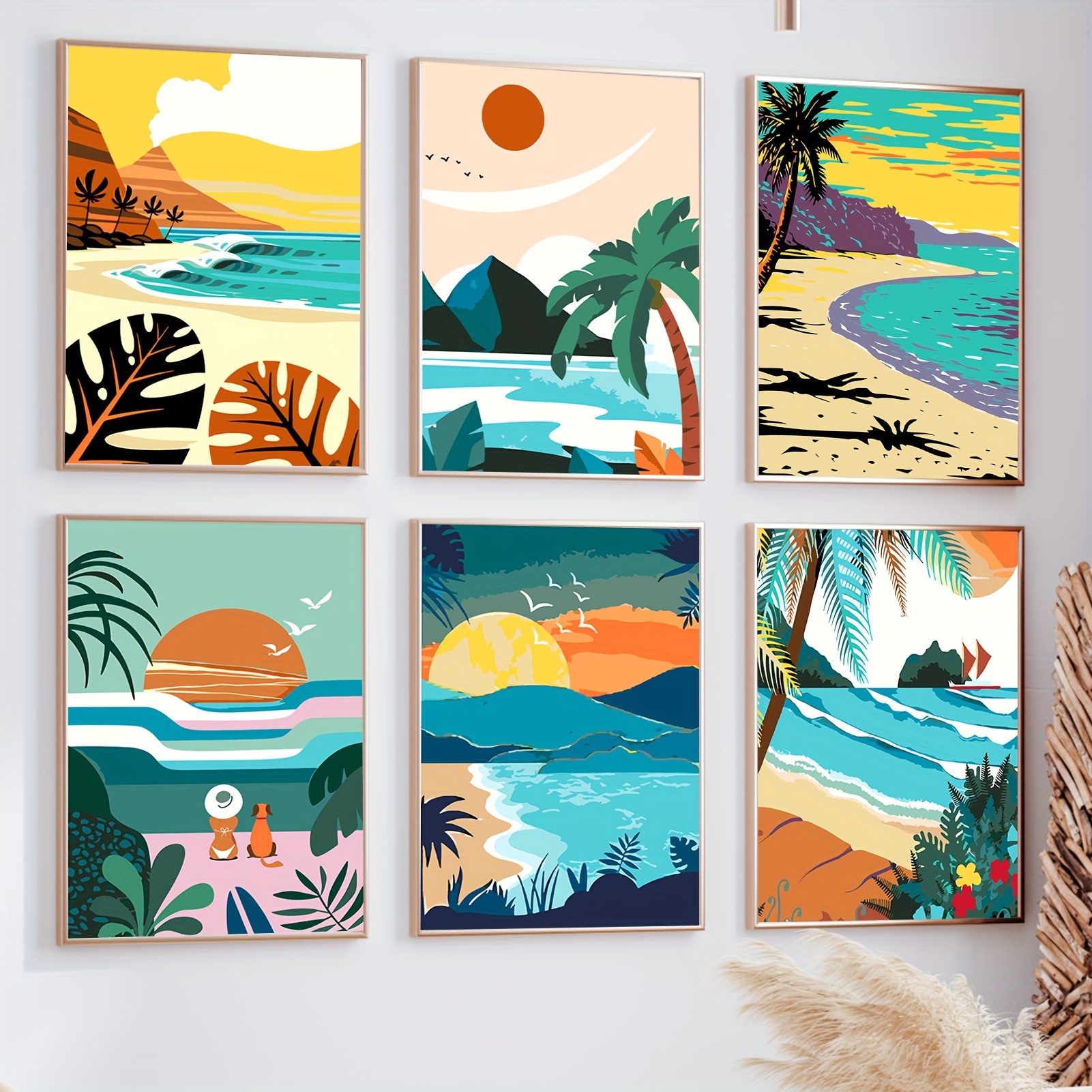 Seaside PAINT by NUMBERS Kit for Adult & Kids, Sea Waves Beach DIY Painting  , Easy Beginner Acrylic Painting Kit,home Decor Gift 
