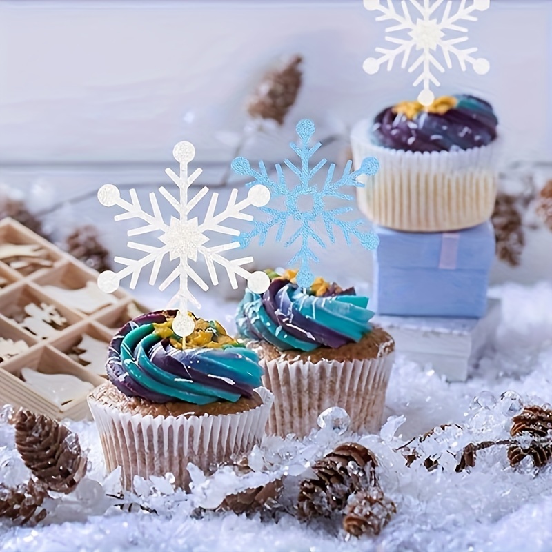 Snowflakes Cake Toppers Acrylic Christmas Cupcake Toppers - Temu