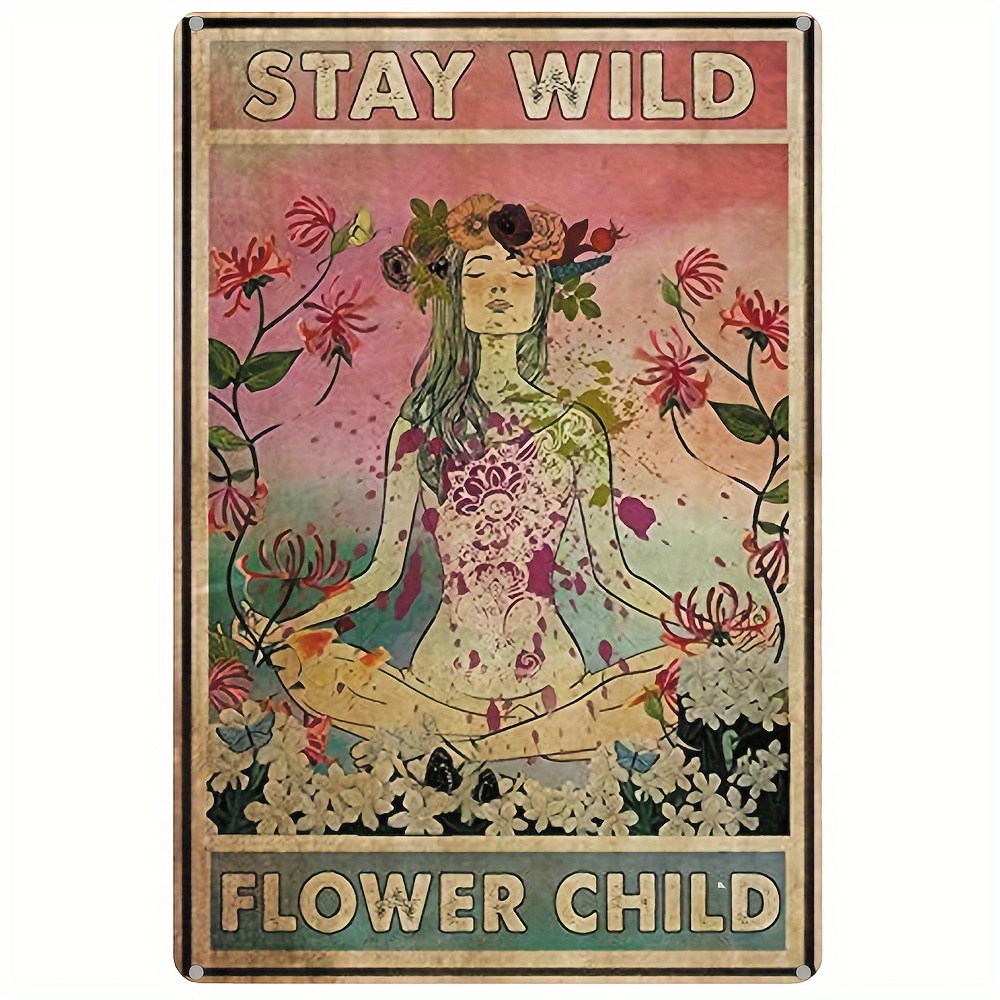 

1pc Metal Tin Sign, "funny Yoga Tin Sign, Stay Wild Metal Poster, Art Wall Plaque Decor, Outdoor Indoor Wall Panel Retro Vintage Mural, 8''x12''/20cm*30cm, Home Decor Products