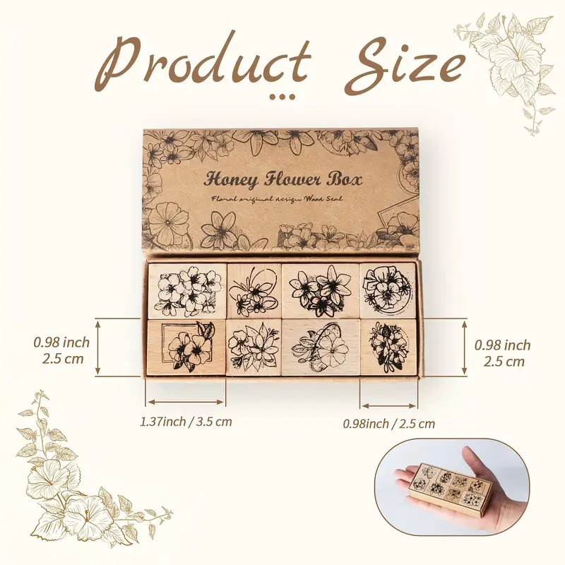 8pcs Wooden Rubber Stamps, Vintage Flowers Wooden Stamps, Decorative Wooden  Rubber Stamps Set For Craft, Scrapbook, Card Making, DIY, Painting, Hand B