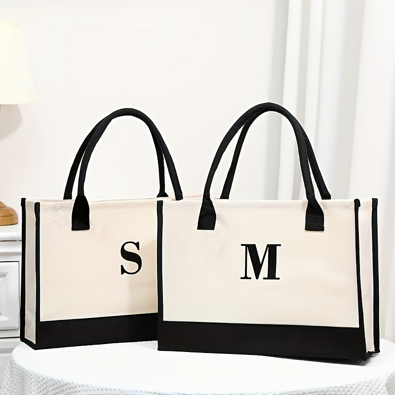 Letter Canvas Handbag Eco Friendly Bag for Beach Camping and Picnic