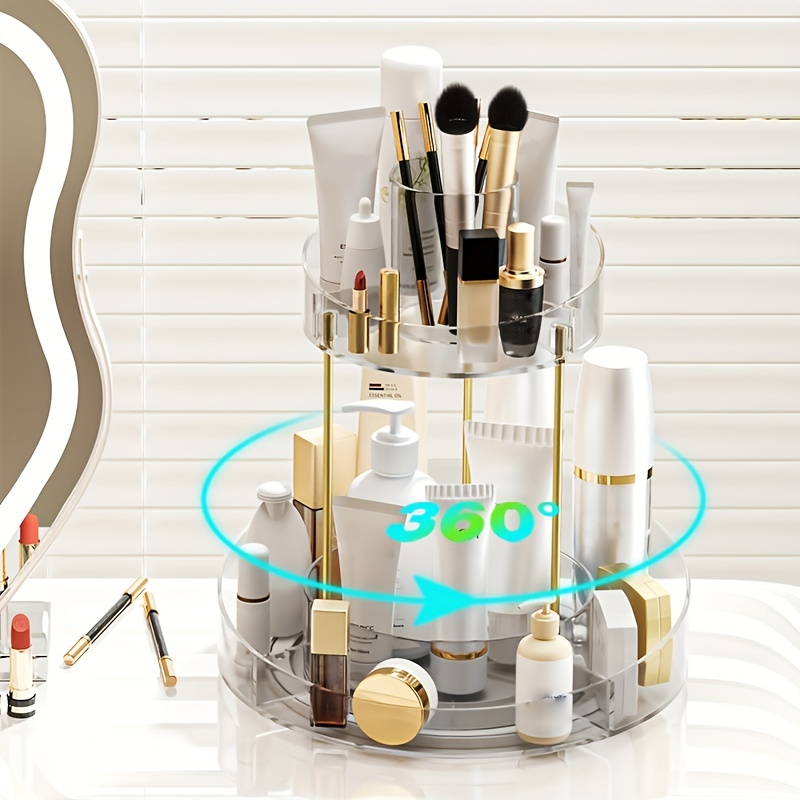 360 Rotating Makeup Brush Holder For Vanity High capacity - Temu