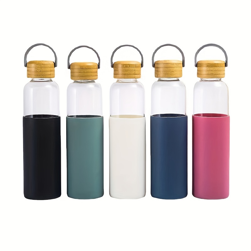 400ml Reusable glass water bottles for fridge with sleeve